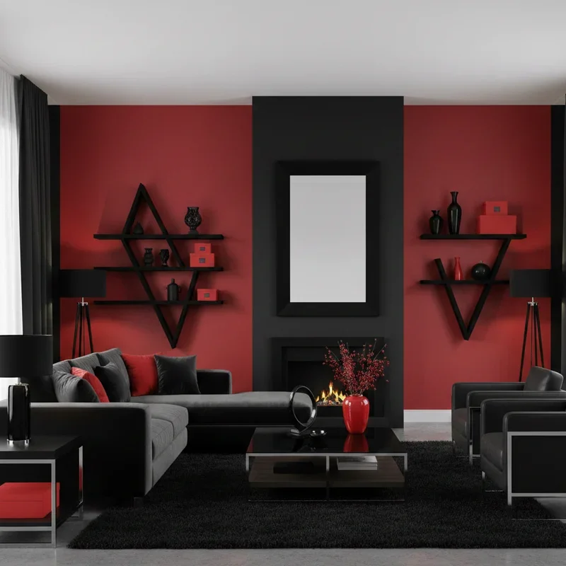 Red and Black Living Room Ideas