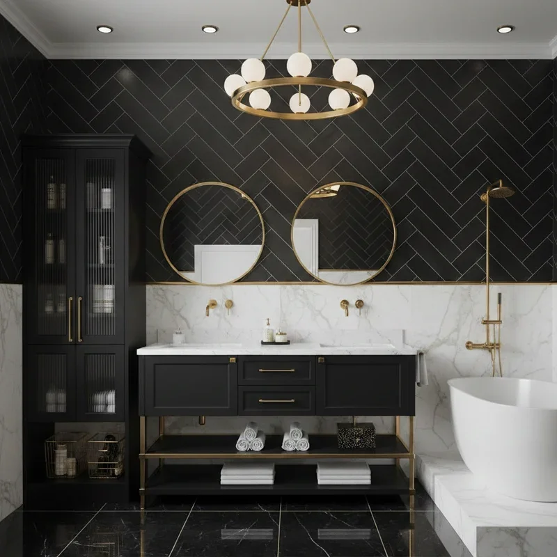 Black White and Gold Bathroom Ideas