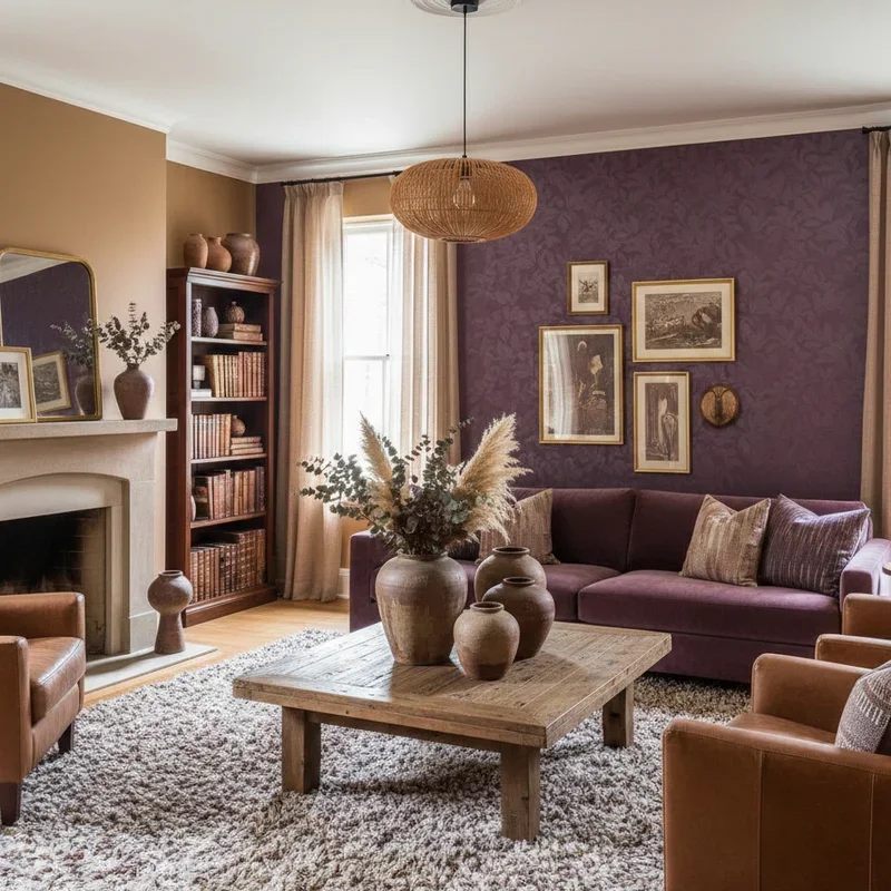 Purple and Brown Living Room Ideas