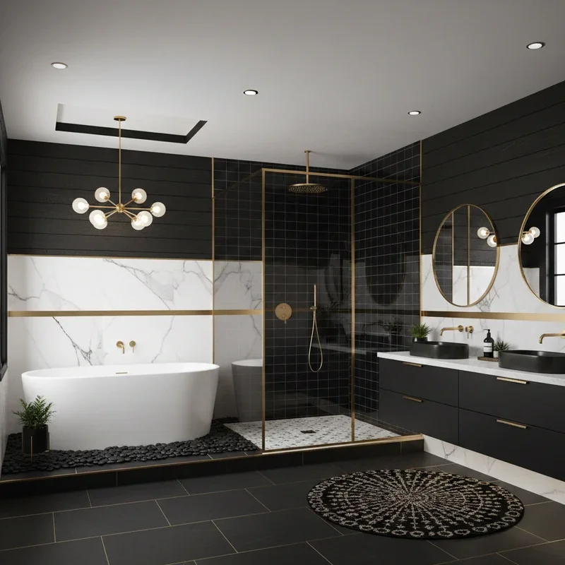 Black White and Gold Bathroom Ideas