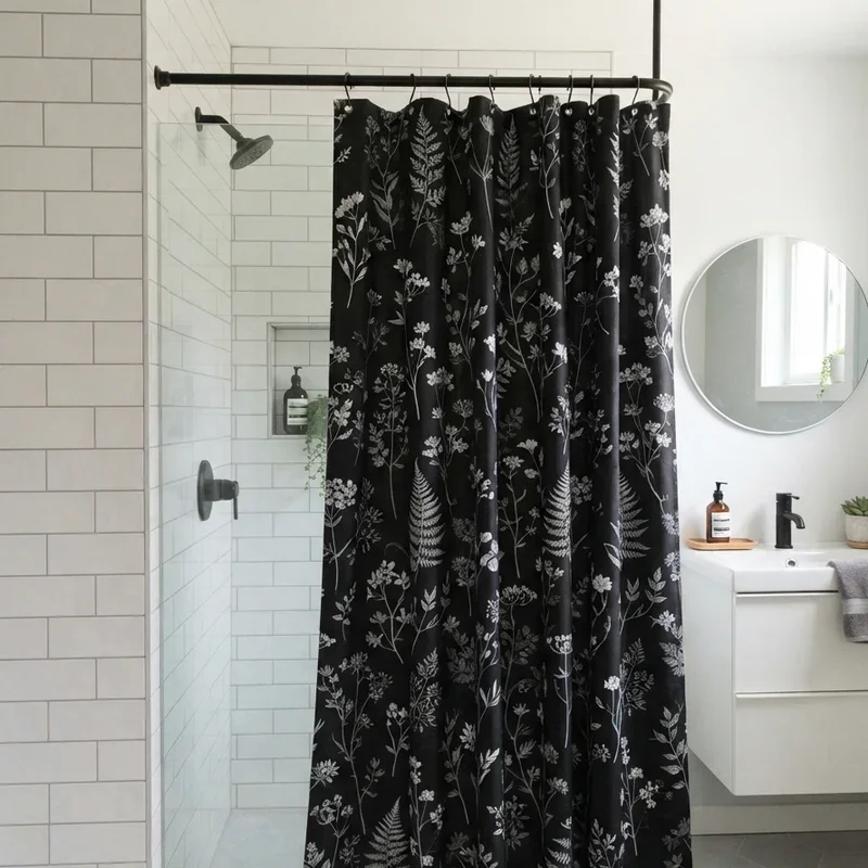 Black Shower Curtain Bathroom Ideas