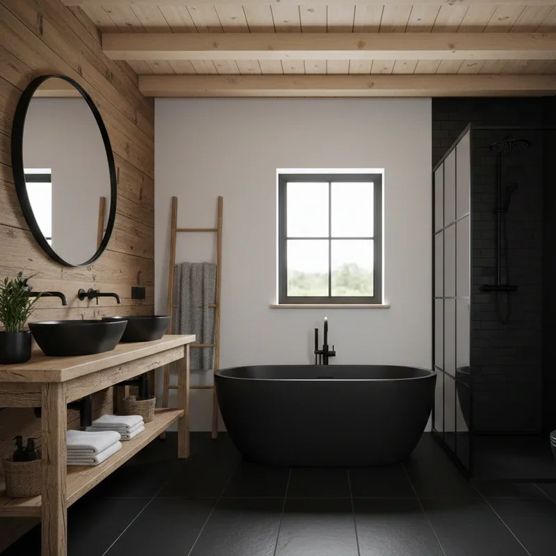 Black and Wood Bathroom Ideas