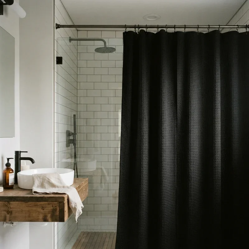 Black Shower Curtain Bathroom Ideas