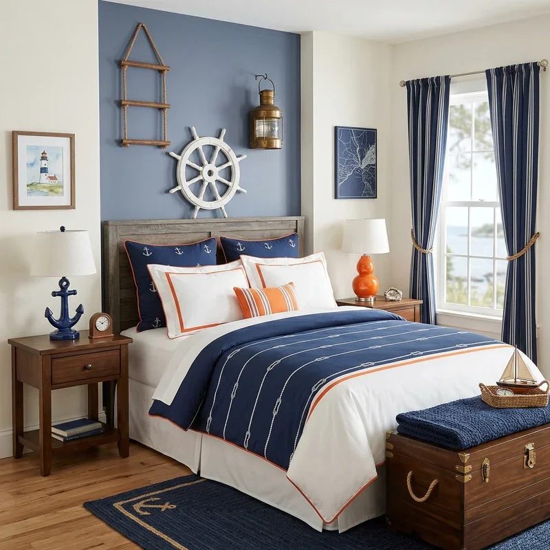 Navy Blue and Orange Bedroom Ideas