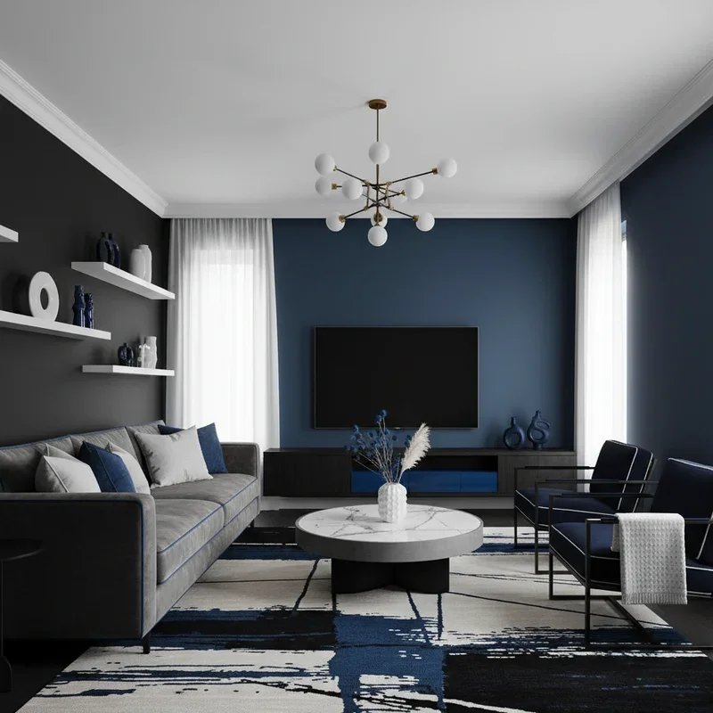 Black and Blue Living Room Ideas