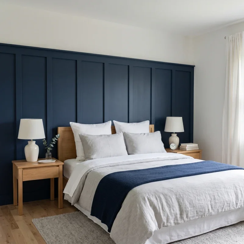 Navy Blue Accent Wall Bedroom Ideas