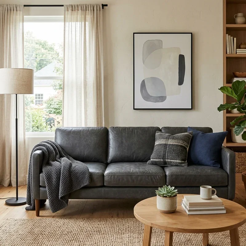 15 Dark Grey Leather Sofa Living Room Ideas for Cozy Spaces
