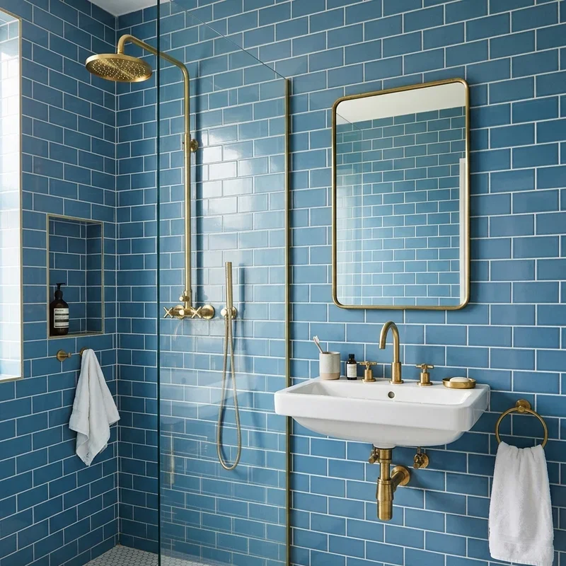 Blue Subway Tile Bathroom Ideas