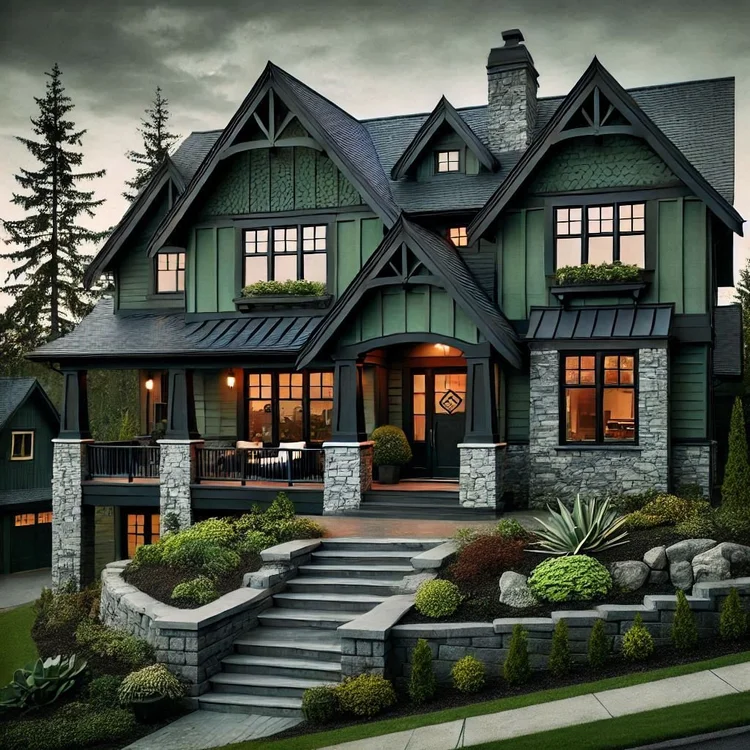 15 Dark Green House with Black Trim Ideas to Try