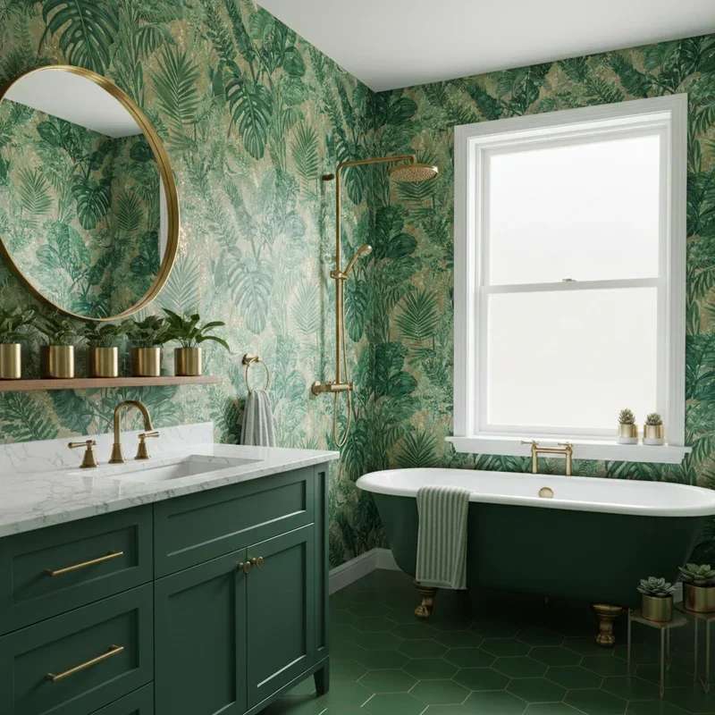 Green and Gold Bathroom Ideas