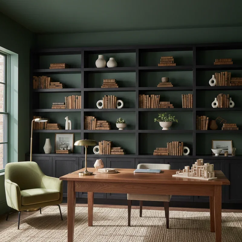 Dark Green Home Office Ideas