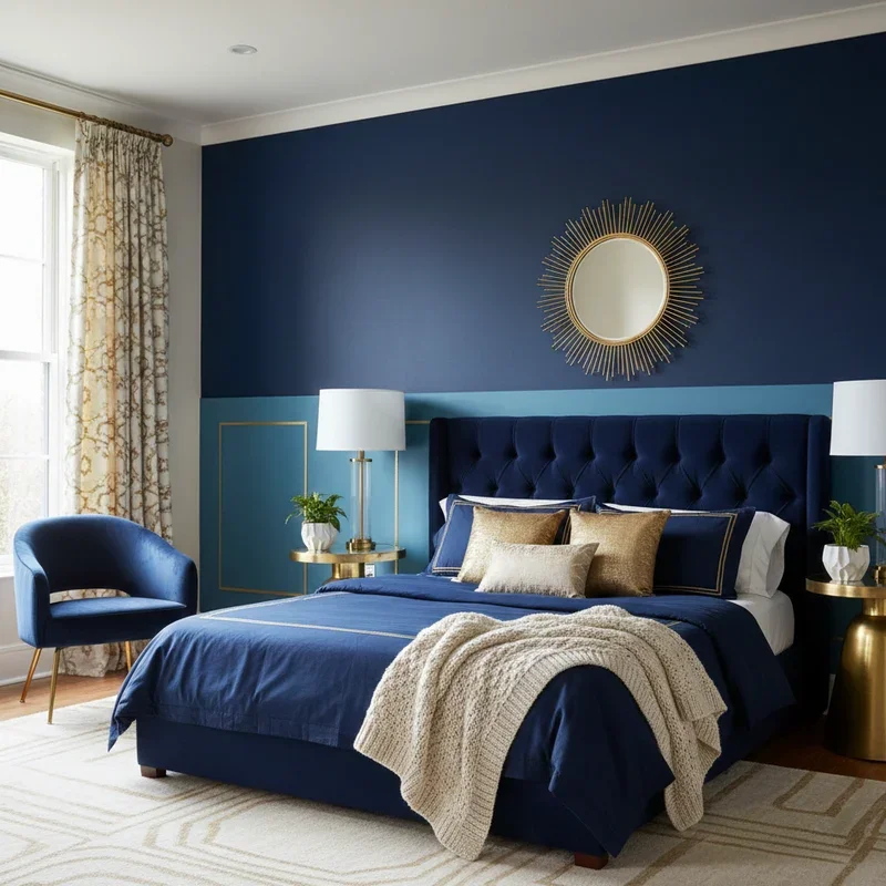 Navy Blue and Gold Bedroom Ideas