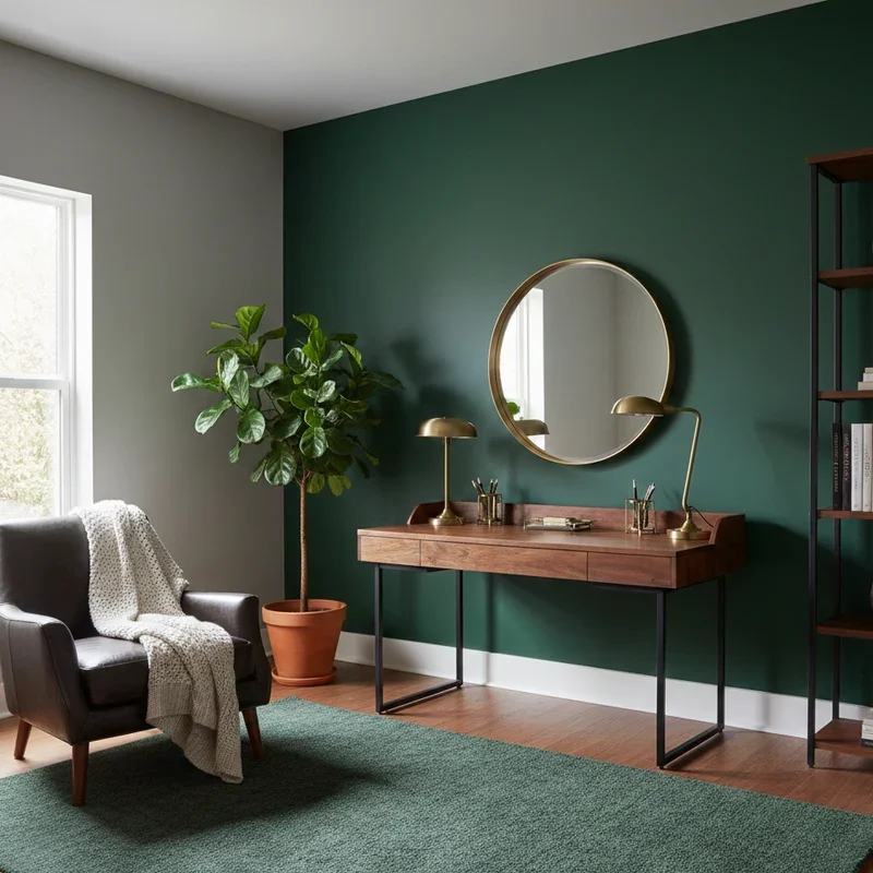 Dark Green Home Office Ideas