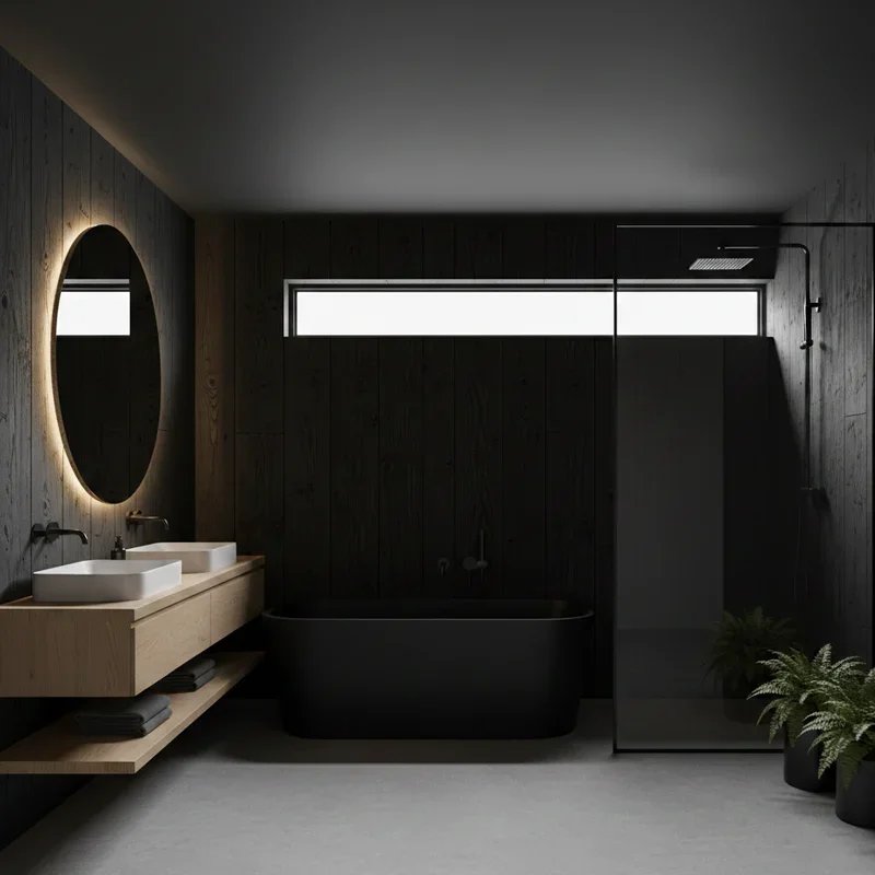 Black and Wood Bathroom Ideas