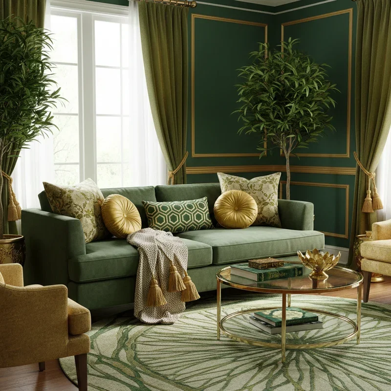 Green and Gold Living Room Ideas
