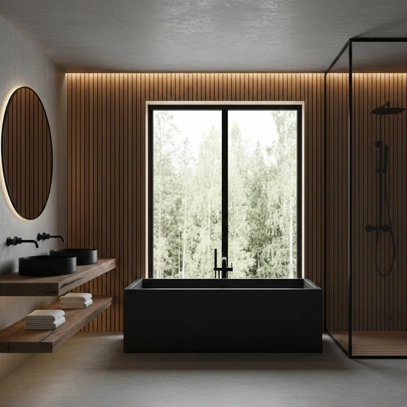 Black and Wood Bathroom Ideas