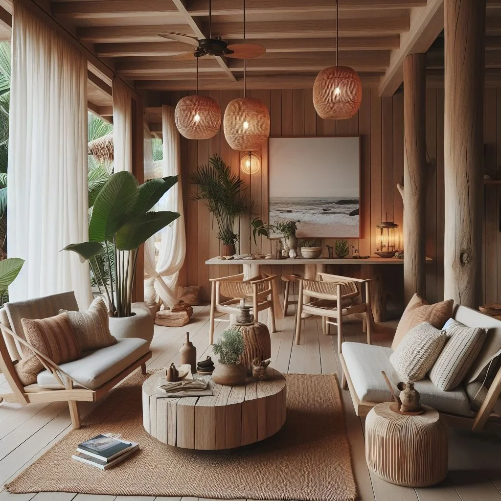 Furniture with Beachy Wood Finishes Creating Relaxed Ambiance
