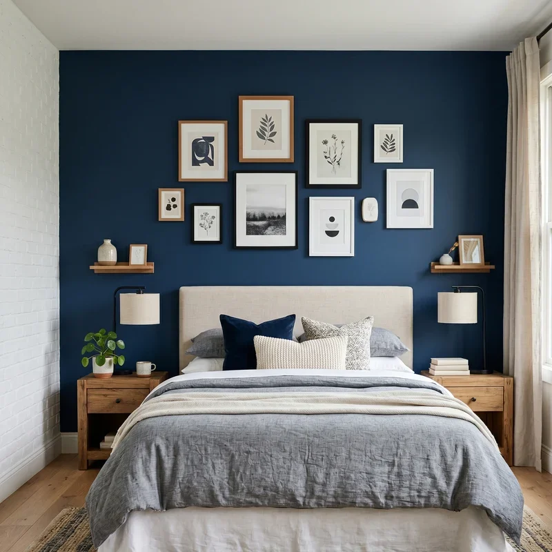 Navy Blue Accent Wall Bedroom Ideas