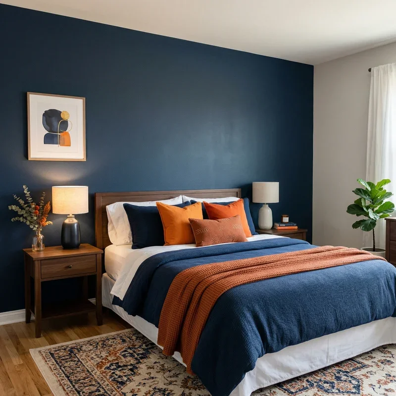 Navy Blue and Orange Bedroom Ideas