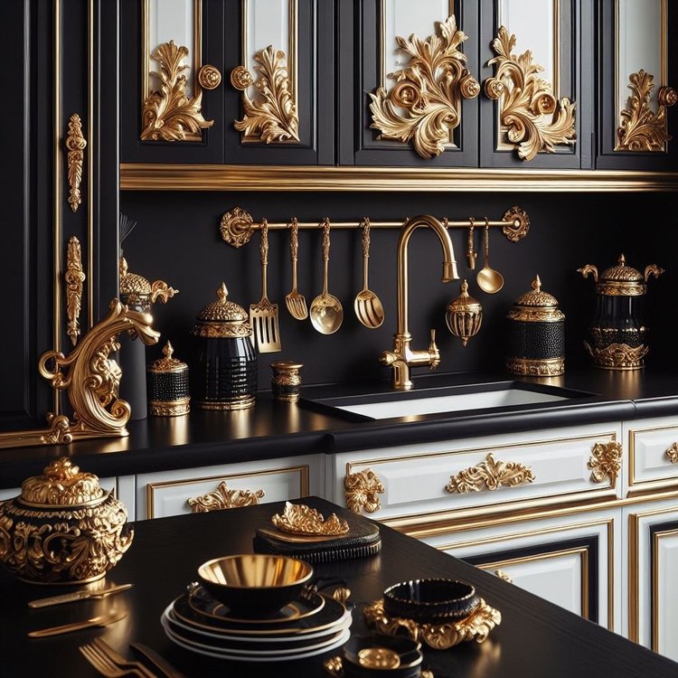 15 Luxurious Black and Gold Kitchen Ideas for Elegance