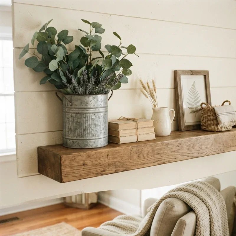 Farmhouse Living Room Shelf Decor Ideas