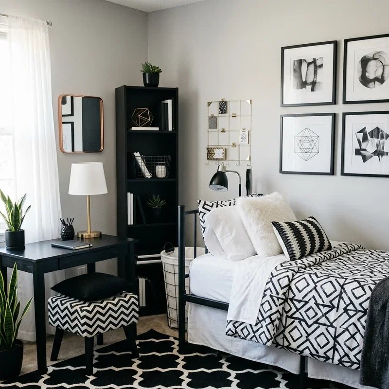 Black and White Dorm Room Ideas