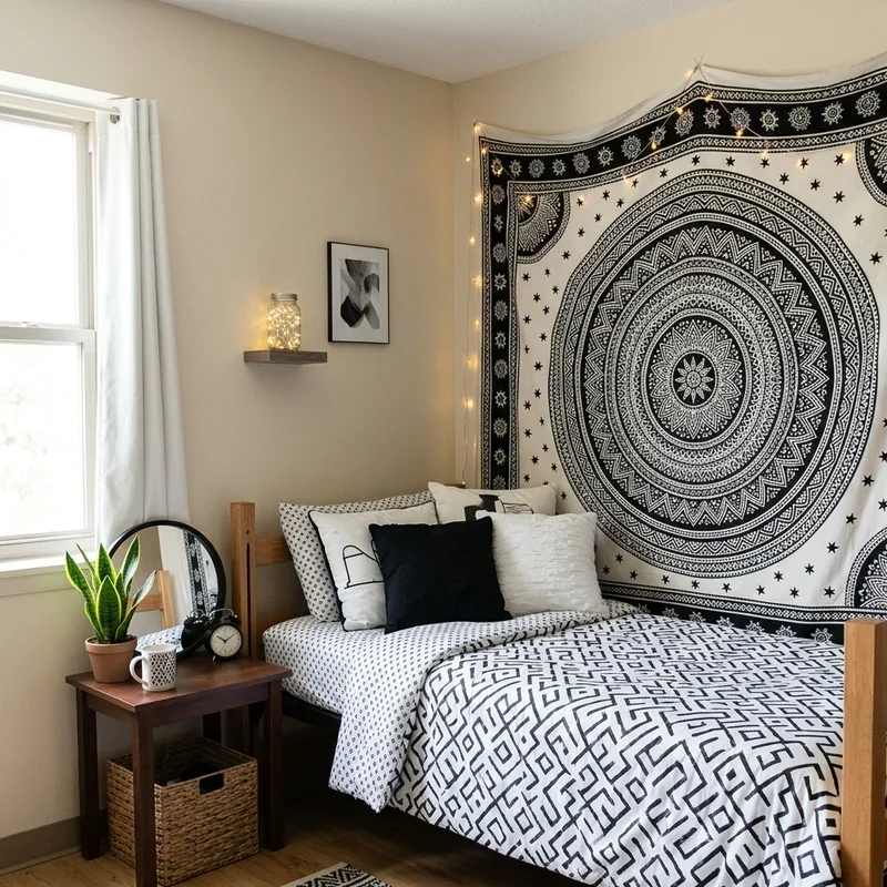 Black and White Dorm Room Ideas