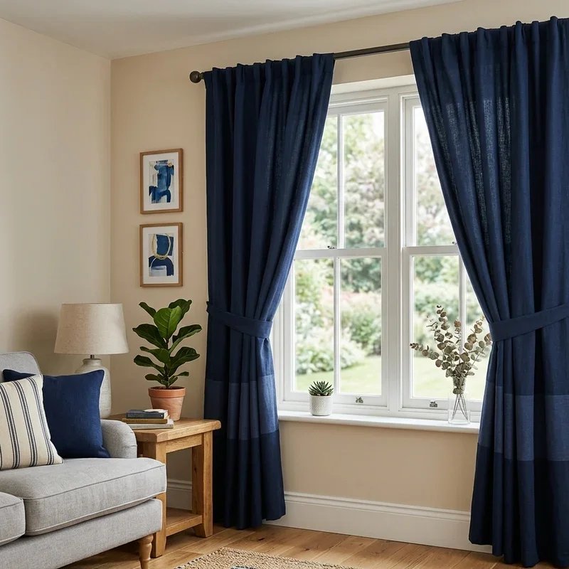 Navy Blue Curtains Living Room Ideas