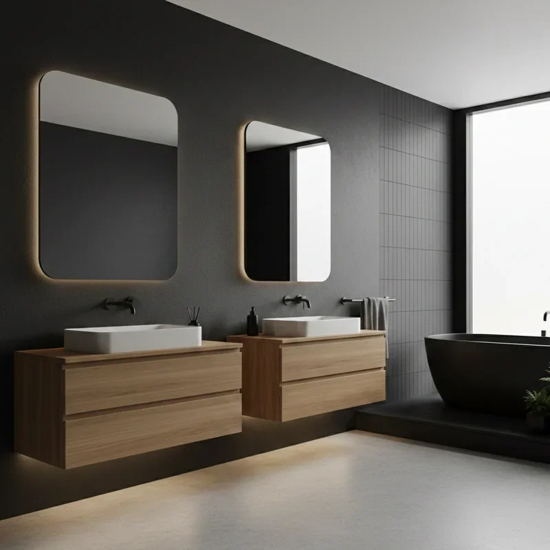 Black and Wood Bathroom Ideas