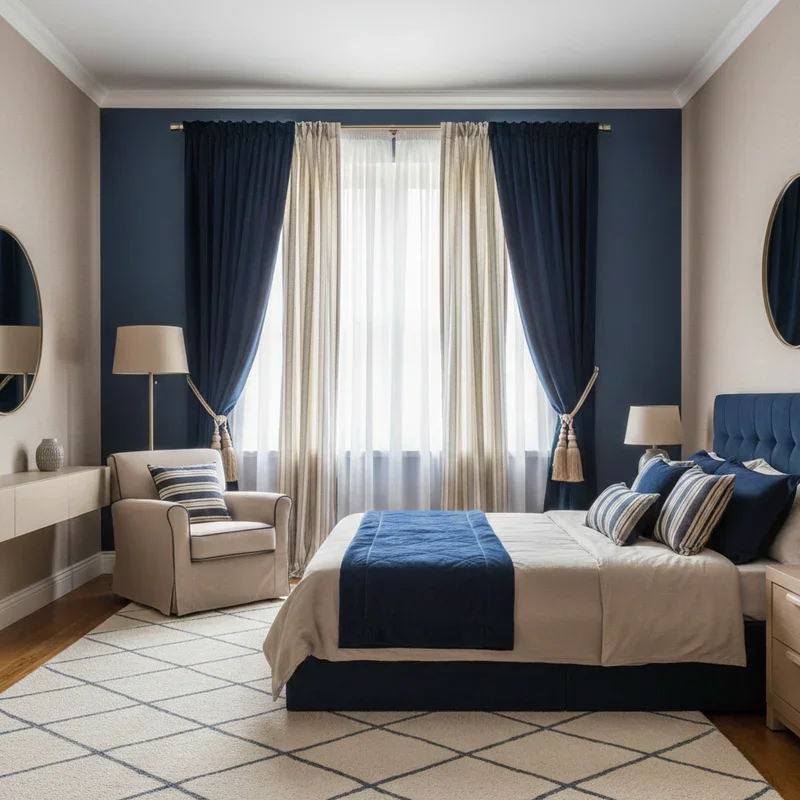 Navy Blue and Beige Bedroom Ideas