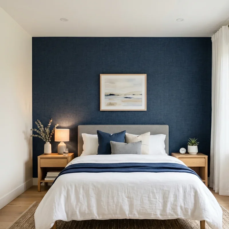 Navy Blue Accent Wall Bedroom Ideas