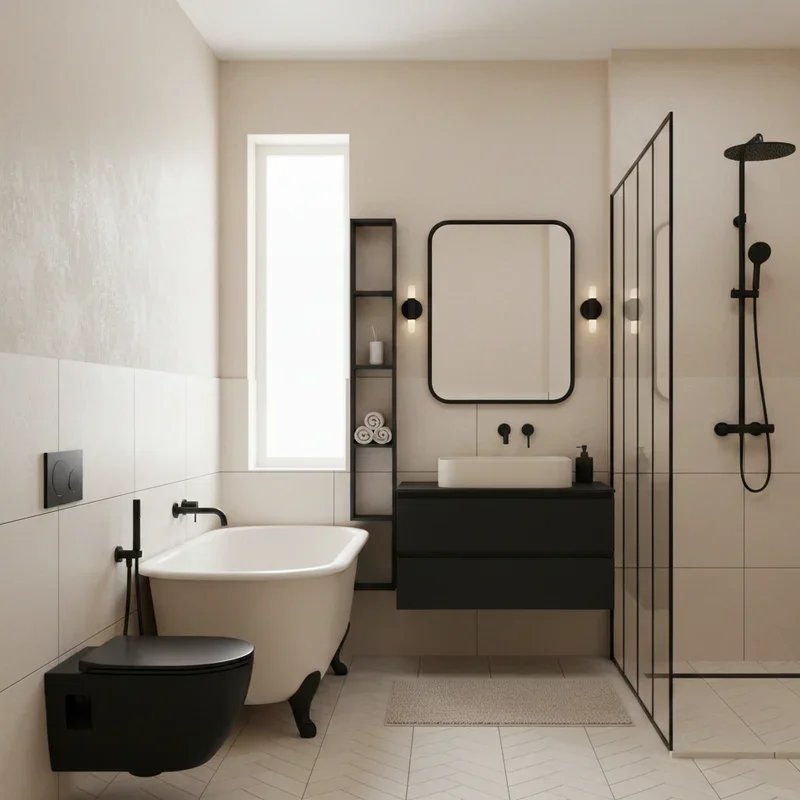 Black and Cream Bathroom Ideas