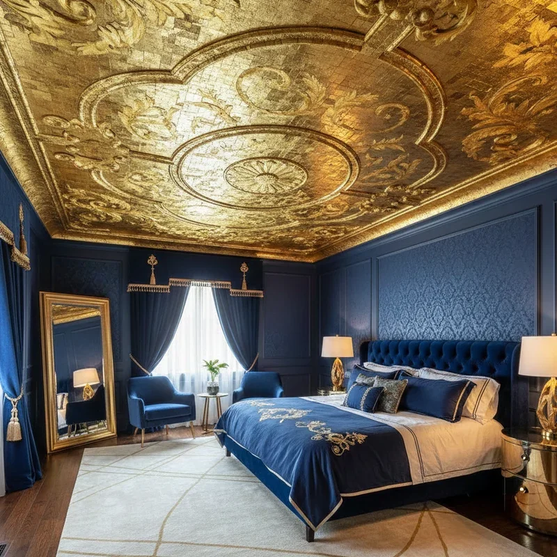 Navy Blue and Gold Bedroom Ideas