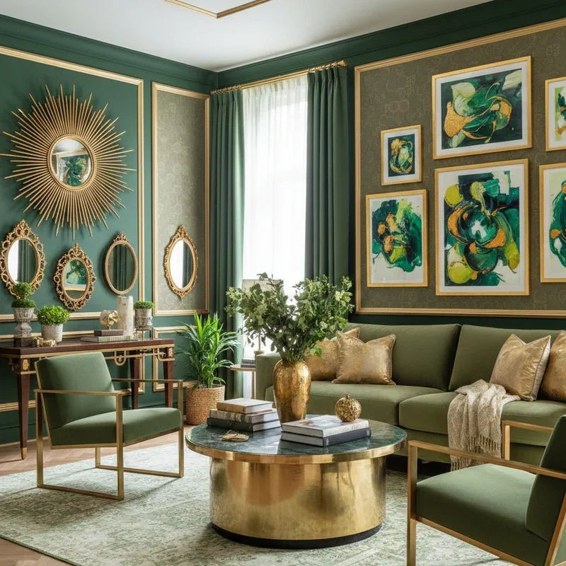 Green and Gold Living Room Ideas
