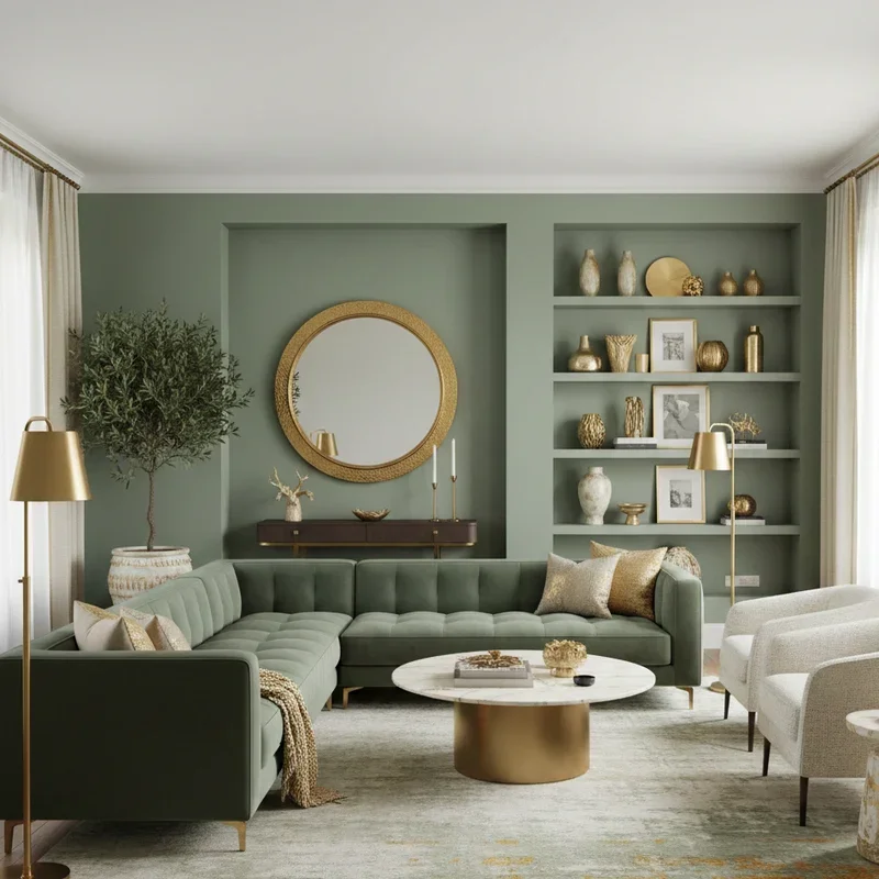 Green and Gold Living Room Ideas