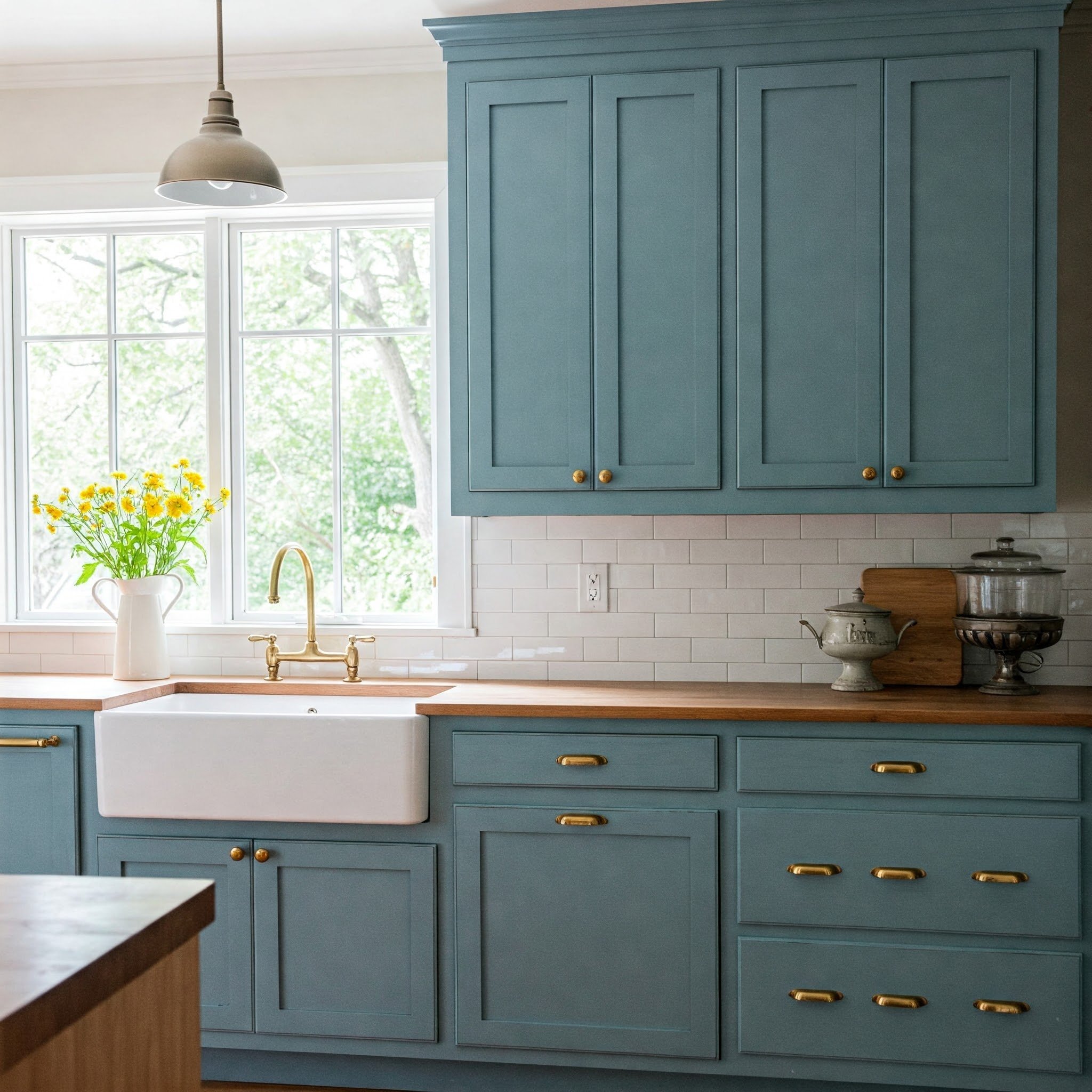 Farmhouse Blue Kitchen Cabinets