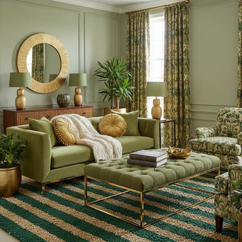 Green and Gold Living Room Ideas