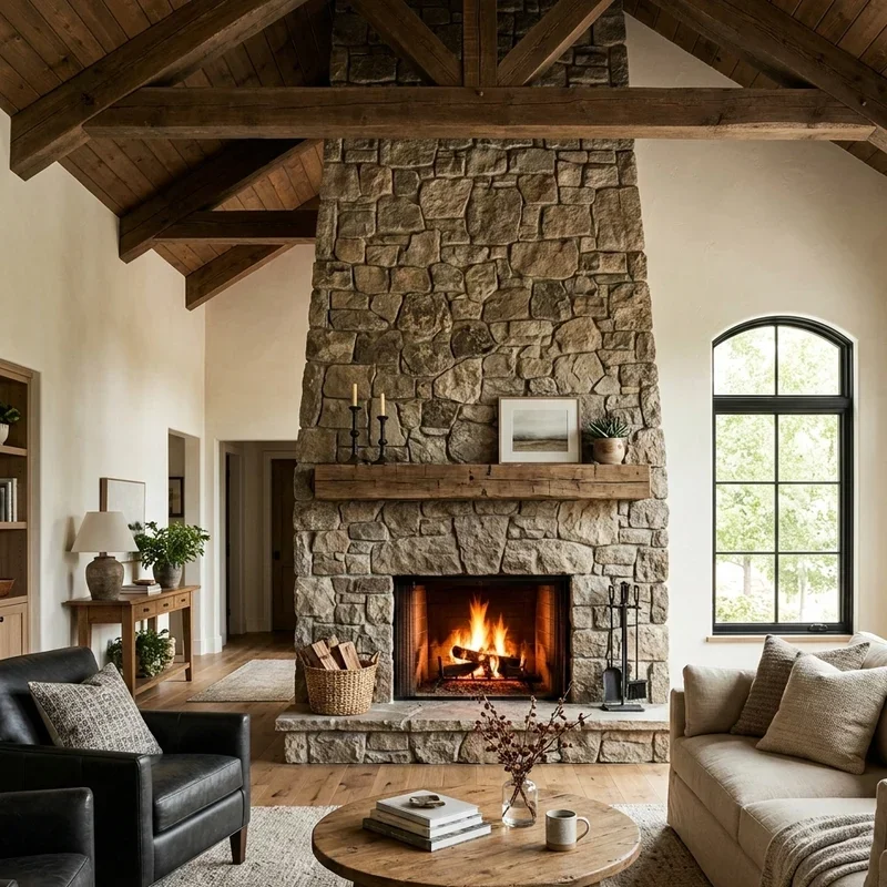 Living Room Vaulted Ceiling Fireplace Ideas