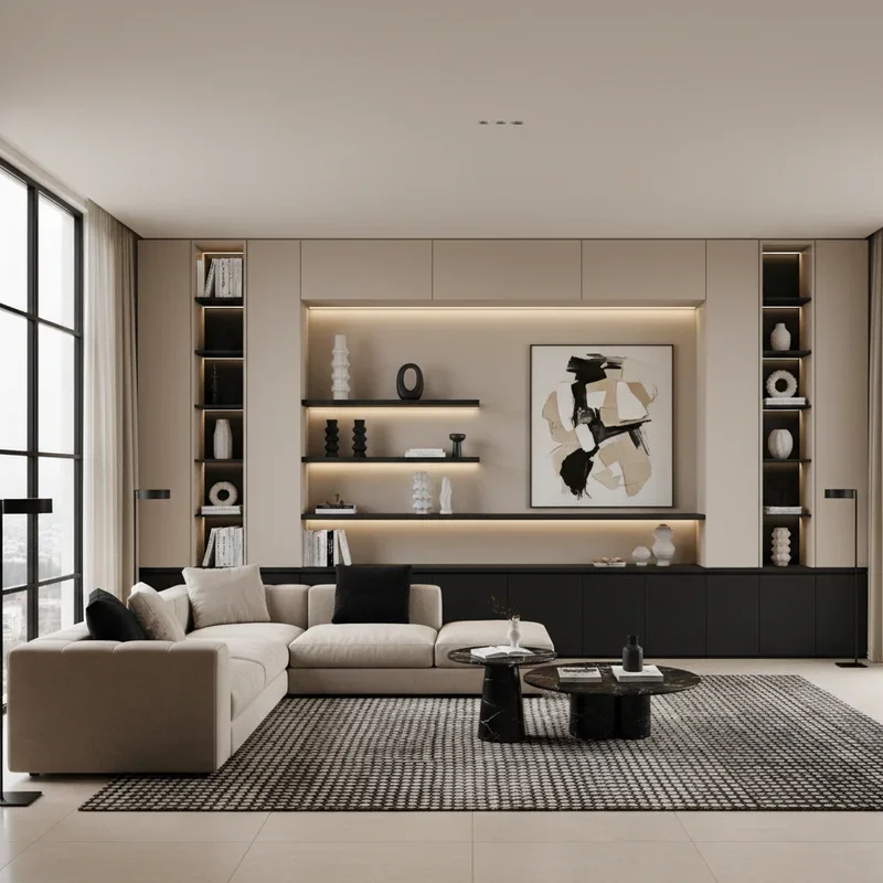 Black and Beige Living Room Ideas