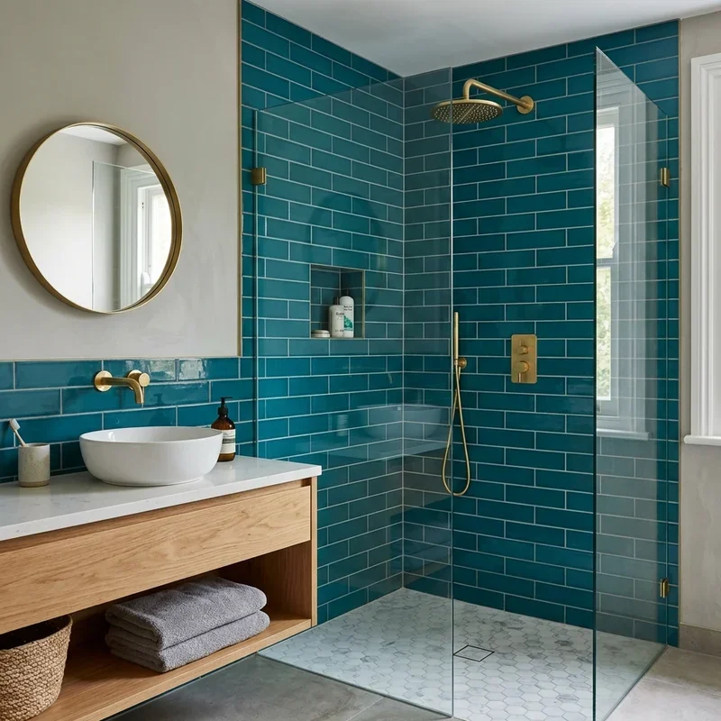 Blue Subway Tile Bathroom Ideas