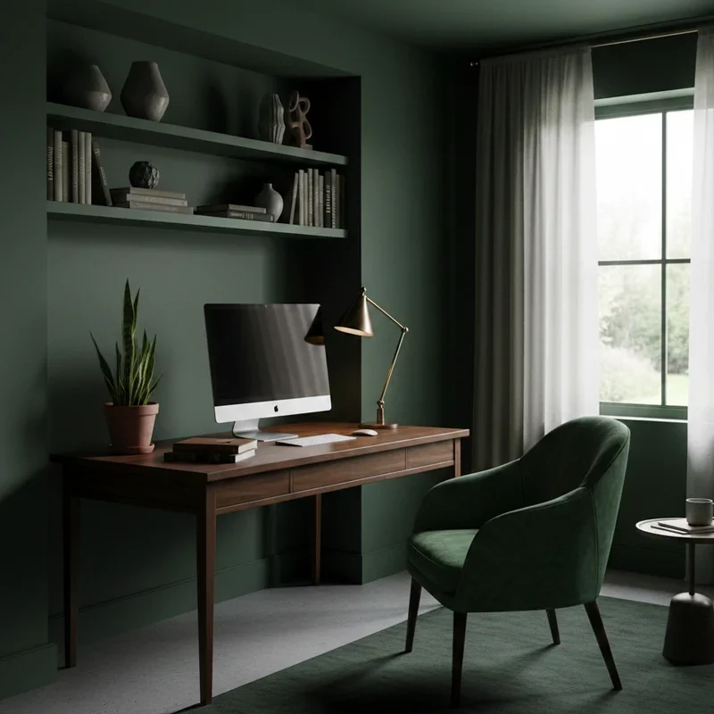 Dark Green Home Office Ideas