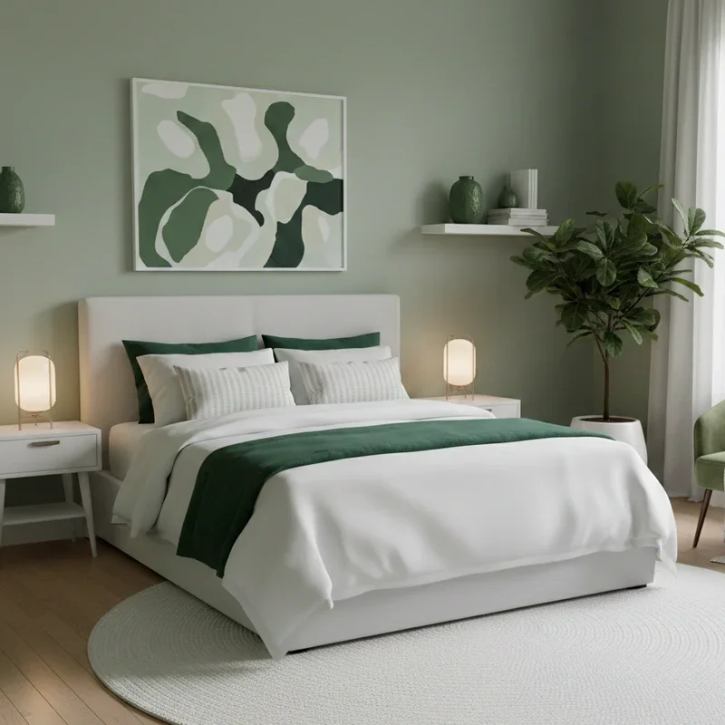 Green and White Bedroom Ideas