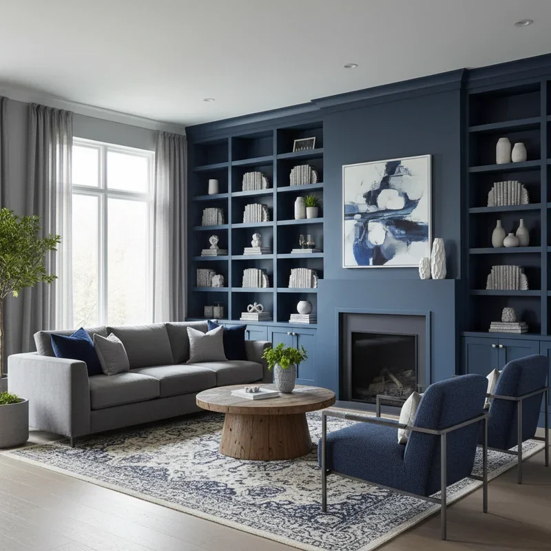 Navy Blue and Grey Living Room Ideas