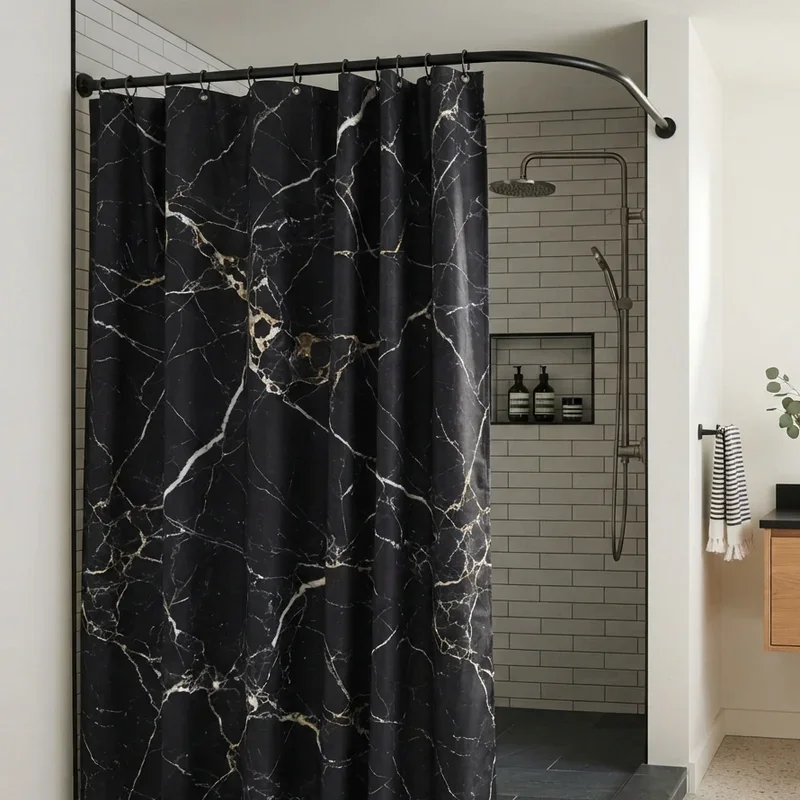 Black Shower Curtain Bathroom Ideas