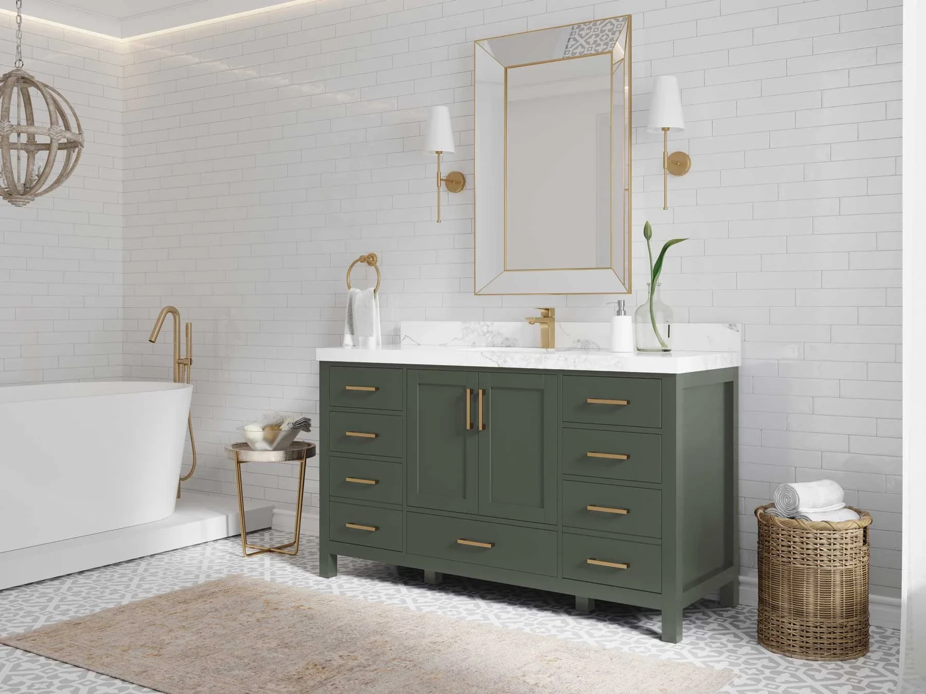 Best 60-Inch Emerald Green Bathroom Vanities