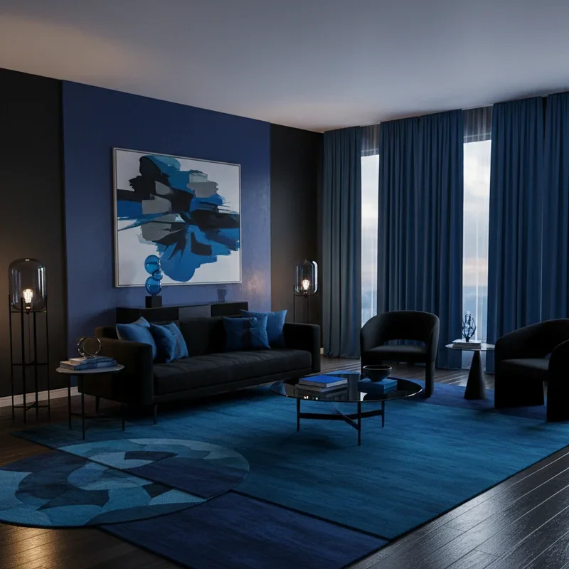 Black and Blue Living Room Ideas