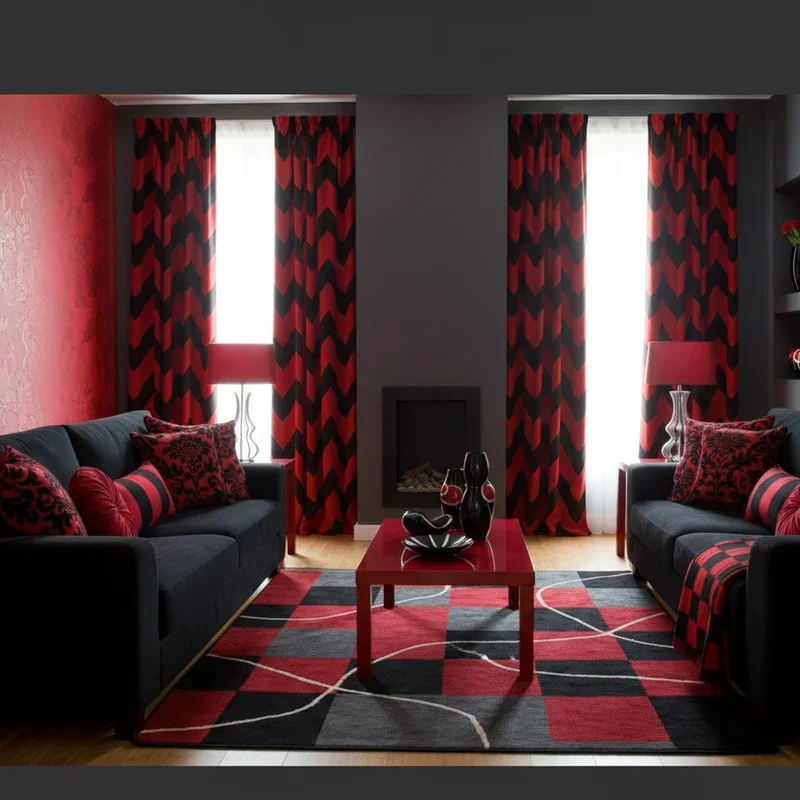 Red and Black Living Room Ideas