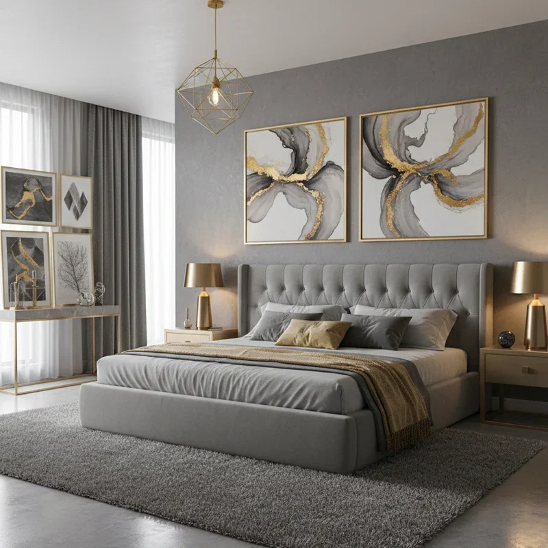 Grey and Gold Bedroom Ideas