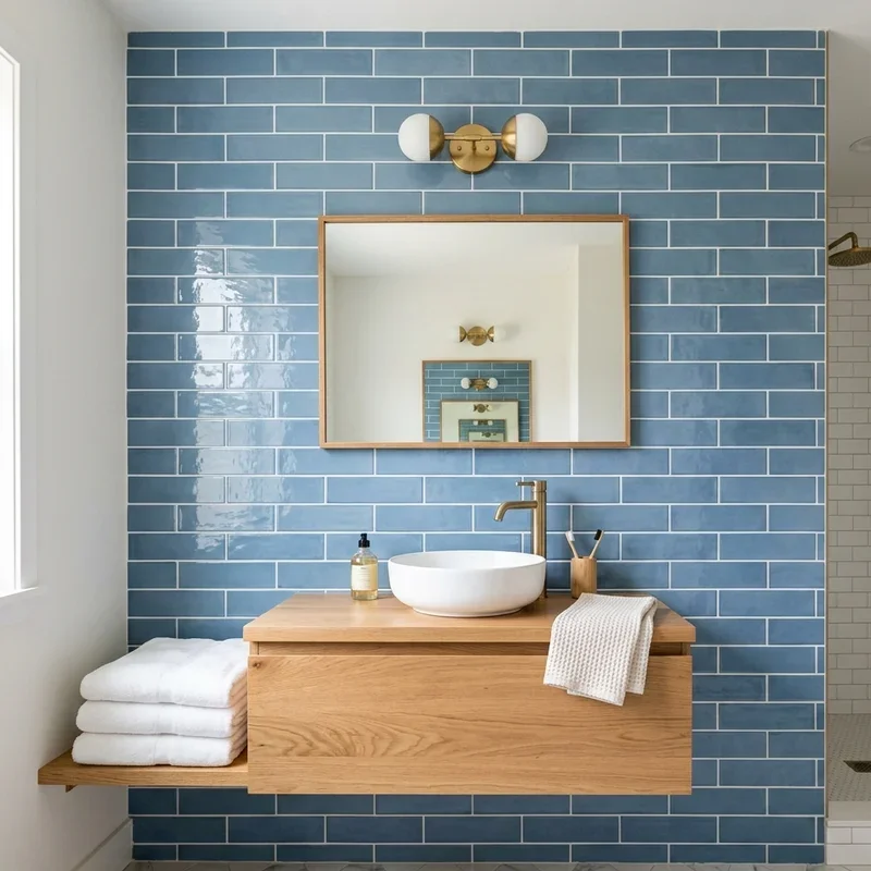 Blue Subway Tile Bathroom Ideas