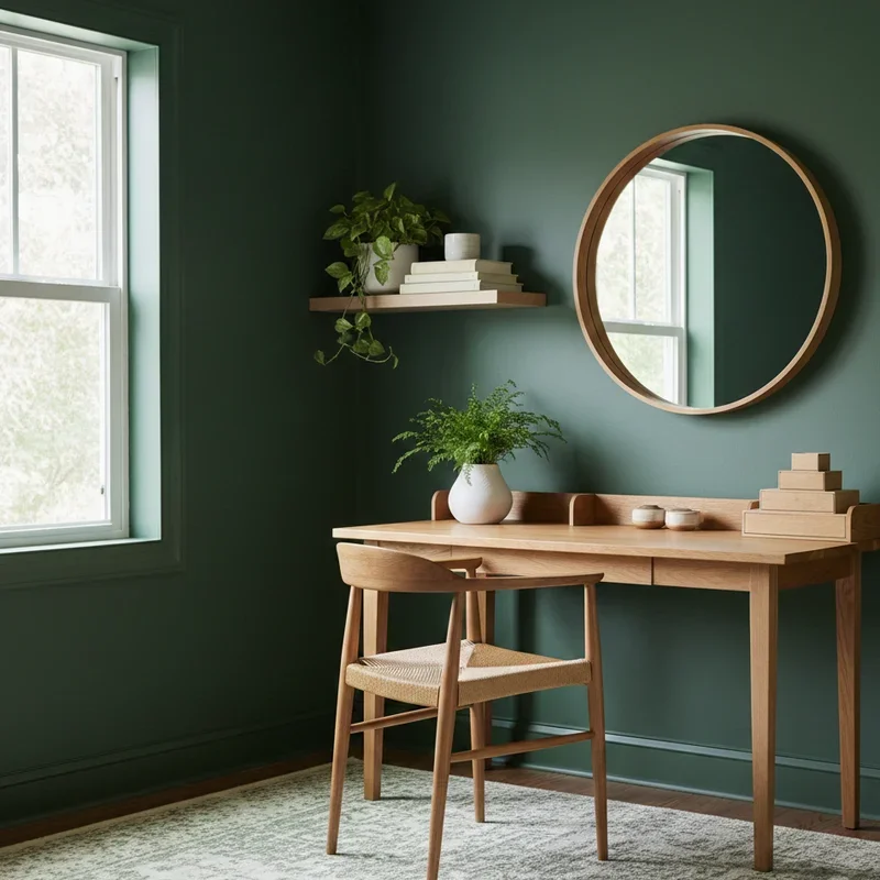 Dark Green Home Office Ideas